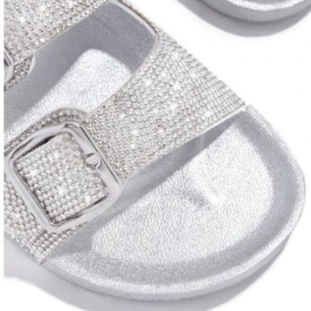 Embellished Double Buckle Sandals – Silver - Picture 7 of 7